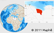 Shaded Relief Location Map of Surt (Sirte), highlighted country