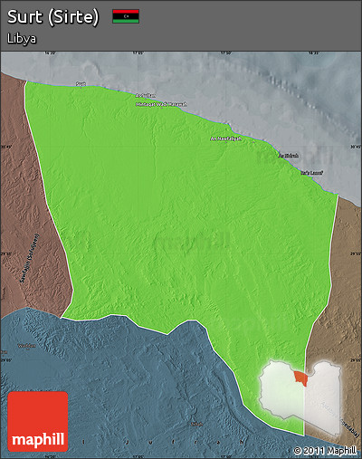 Political Map of Surt (Sirte), darken, semi-desaturated