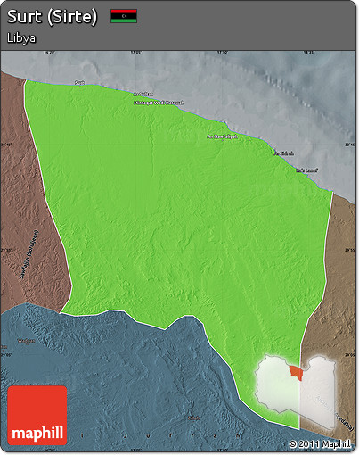 Political Map of Surt (Sirte), darken, semi-desaturated