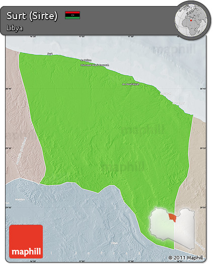 Political Map of Surt (Sirte), lighten, semi-desaturated