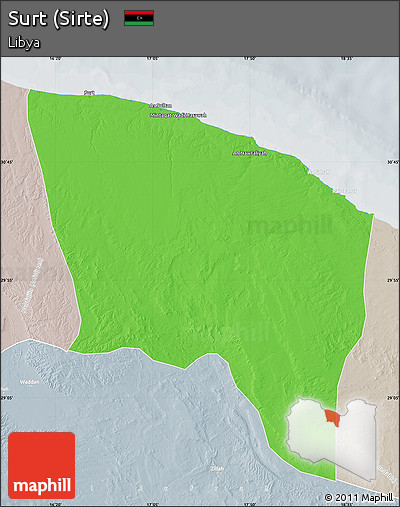 Political Map of Surt (Sirte), lighten, semi-desaturated