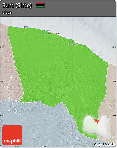 Political Map of Surt (Sirte), lighten, semi-desaturated