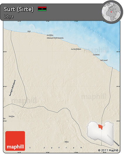 Shaded Relief Map of Surt (Sirte)