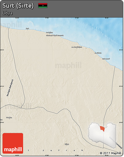Shaded Relief Map of Surt (Sirte)