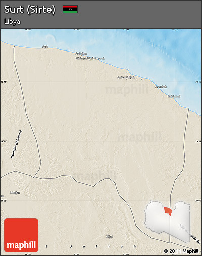 Shaded Relief Map of Surt (Sirte)