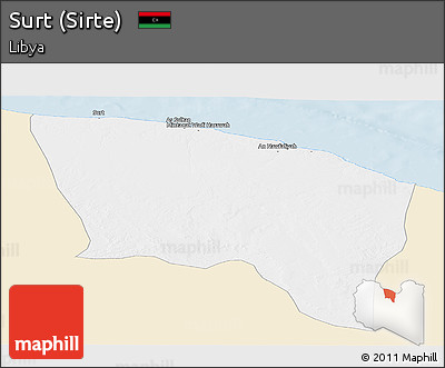Classic Style Panoramic Map of Surt (Sirte), single color outside