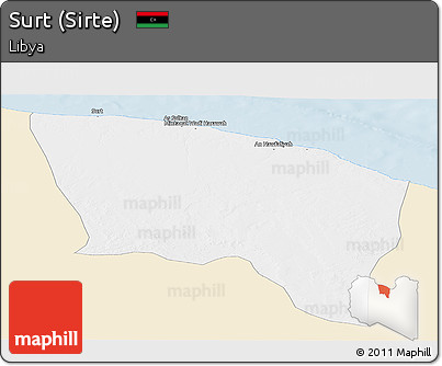 Classic Style Panoramic Map of Surt (Sirte), single color outside