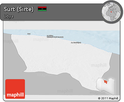Gray Panoramic Map of Surt (Sirte), single color outside