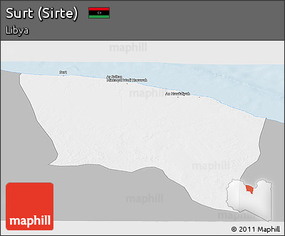 Gray Panoramic Map of Surt (Sirte), single color outside