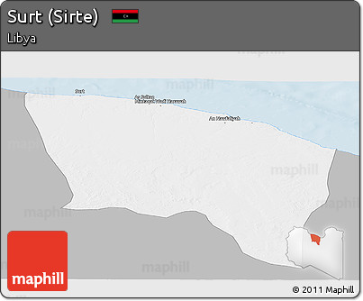 Gray Panoramic Map of Surt (Sirte), single color outside