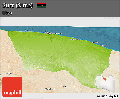 Physical Panoramic Map of Surt (Sirte), satellite outside