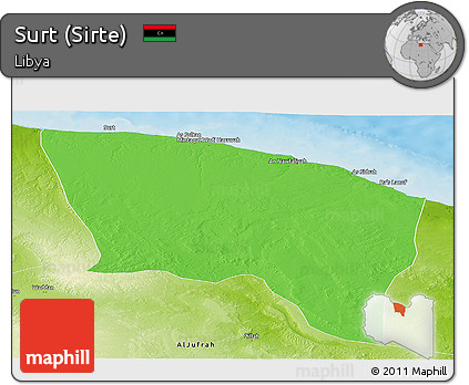 Political Panoramic Map of Surt (Sirte), physical outside