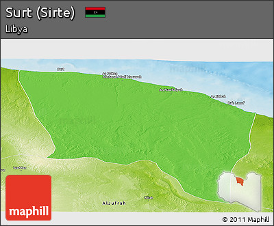Political Panoramic Map of Surt (Sirte), physical outside