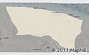 Shaded Relief Panoramic Map of Surt (Sirte), darken, semi-desaturated