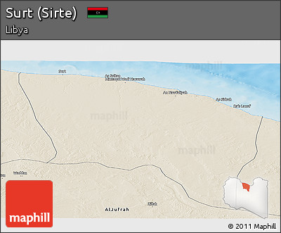 Shaded Relief Panoramic Map of Surt (Sirte)
