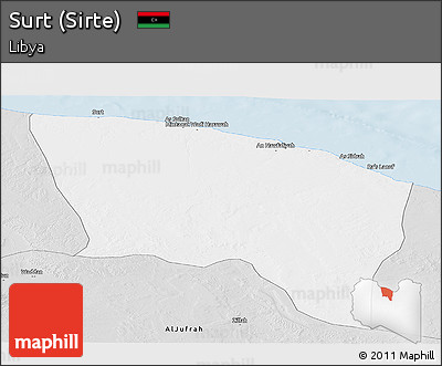 Silver Style Panoramic Map of Surt (Sirte)