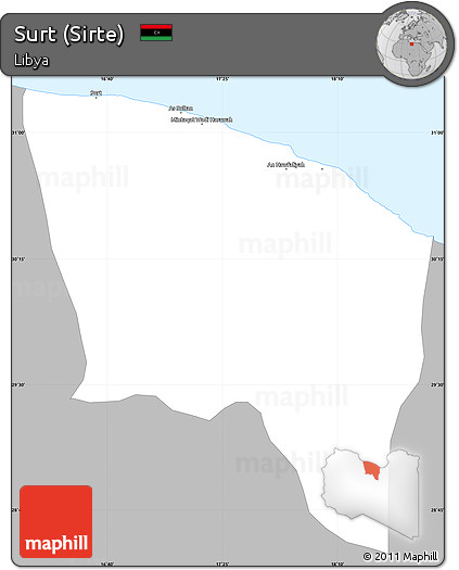 Gray Simple Map of Surt (Sirte), single color outside