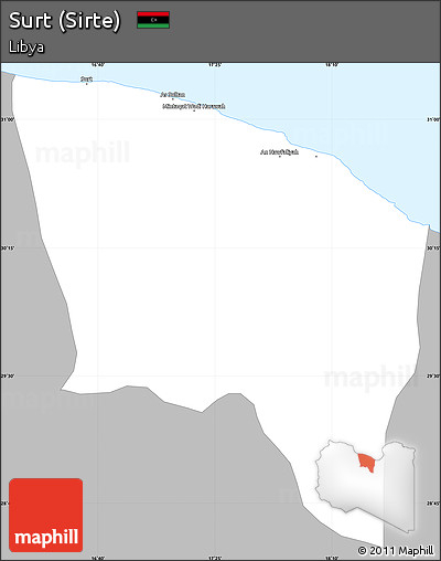 Gray Simple Map of Surt (Sirte), single color outside