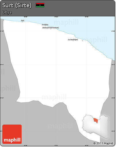 Gray Simple Map of Surt (Sirte), single color outside