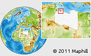 Physical Location Map of Tarhunah, highlighted country, within the entire country