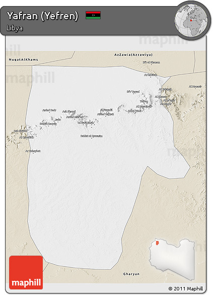 Classic Style 3D Map of Yafran (Yefren)