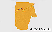 Political 3D Map of Yafran (Yefren), single color outside