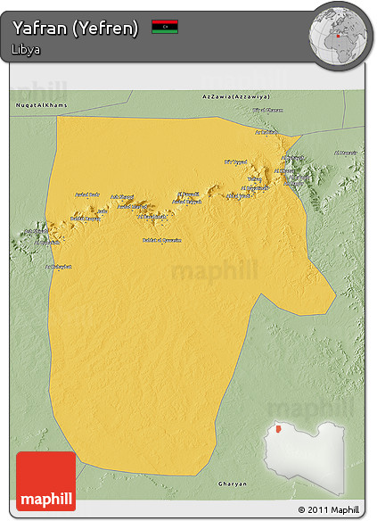 Savanna Style 3D Map of Yafran (Yefren)