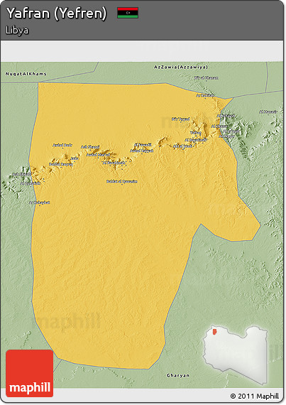 Savanna Style 3D Map of Yafran (Yefren)