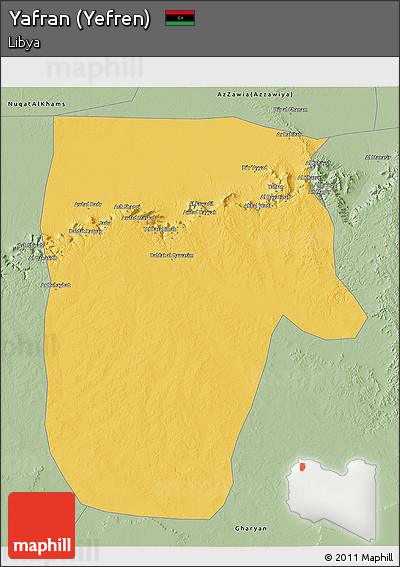 Savanna Style 3D Map of Yafran (Yefren)