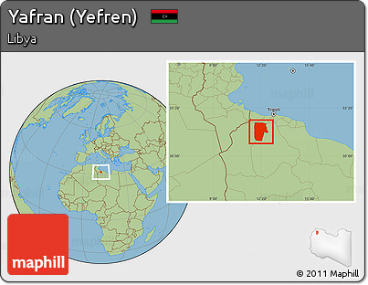 Savanna Style Location Map of Yafran (Yefren)