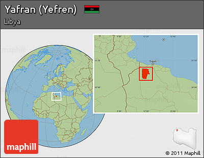 Savanna Style Location Map of Yafran (Yefren)