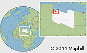 Savanna Style Location Map of Yafran (Yefren), highlighted country, within the entire country