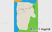 Shaded Relief Map of Yafran (Yefren), political outside