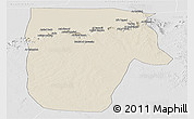 Shaded Relief Panoramic Map of Yafran (Yefren), lighten, desaturated