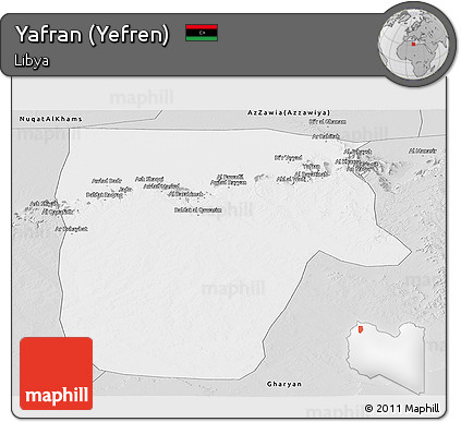 Silver Style Panoramic Map of Yafran (Yefren)