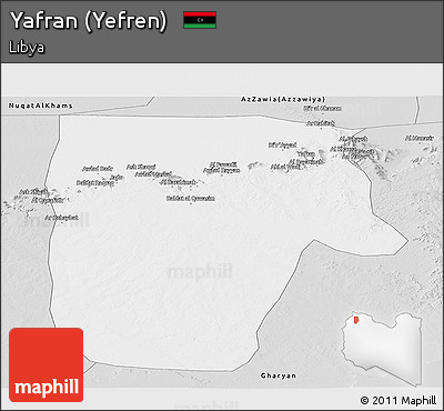 Silver Style Panoramic Map of Yafran (Yefren)