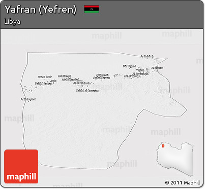 Silver Style Panoramic Map of Yafran (Yefren), single color outside