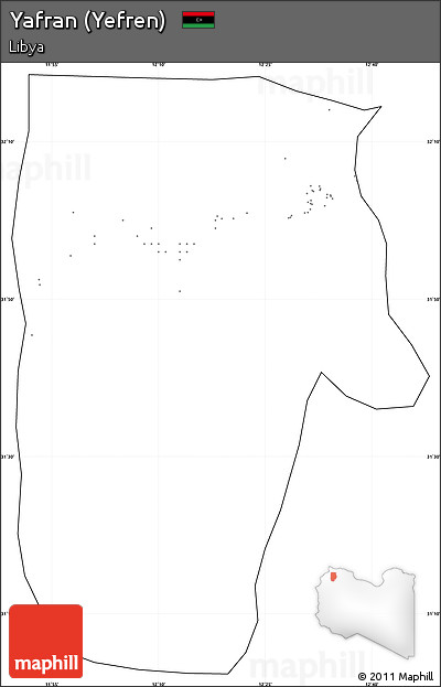 Blank Simple Map of Yafran (Yefren), cropped outside, no labels