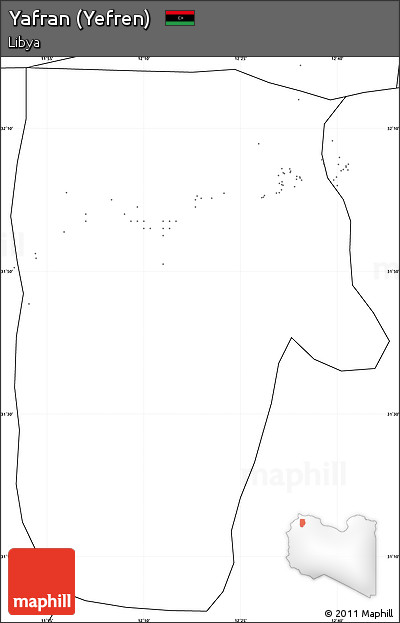 Blank Simple Map of Yafran (Yefren), no labels
