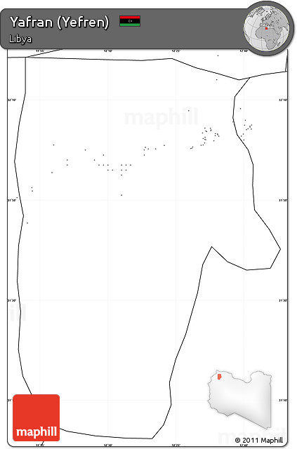 Blank Simple Map of Yafran (Yefren), no labels