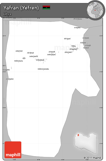 Gray Simple Map of Yafran (Yefren)
