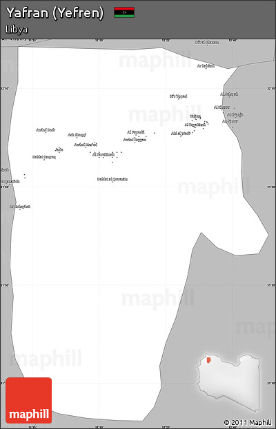 Gray Simple Map of Yafran (Yefren)
