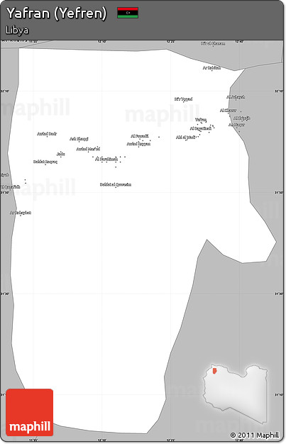 Gray Simple Map of Yafran (Yefren)