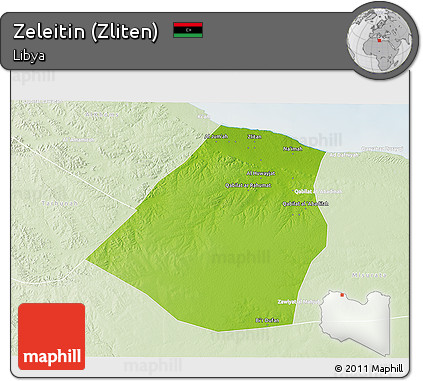 Physical 3D Map of Zeleitin (Zliten), lighten