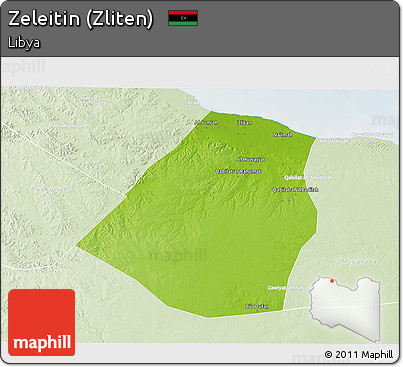 Physical 3D Map of Zeleitin (Zliten), lighten