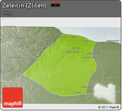 Physical 3D Map of Zeleitin (Zliten), semi-desaturated