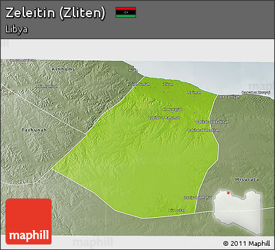 Physical 3D Map of Zeleitin (Zliten), semi-desaturated