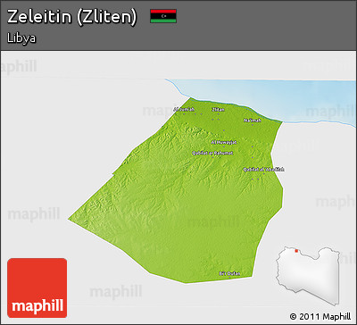 Physical 3D Map of Zeleitin (Zliten), single color outside