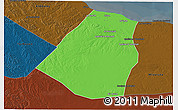 Political 3D Map of Zeleitin (Zliten), darken