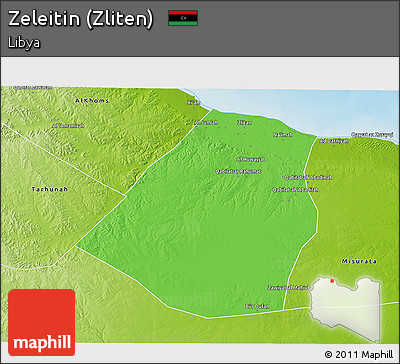 Political 3D Map of Zeleitin (Zliten), physical outside